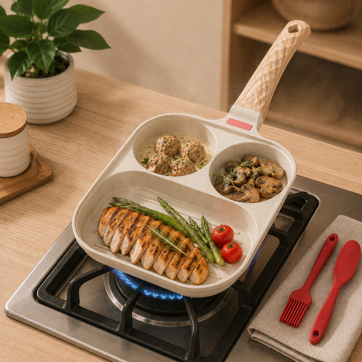 3-in-1 Divided Non-Stick Pan
