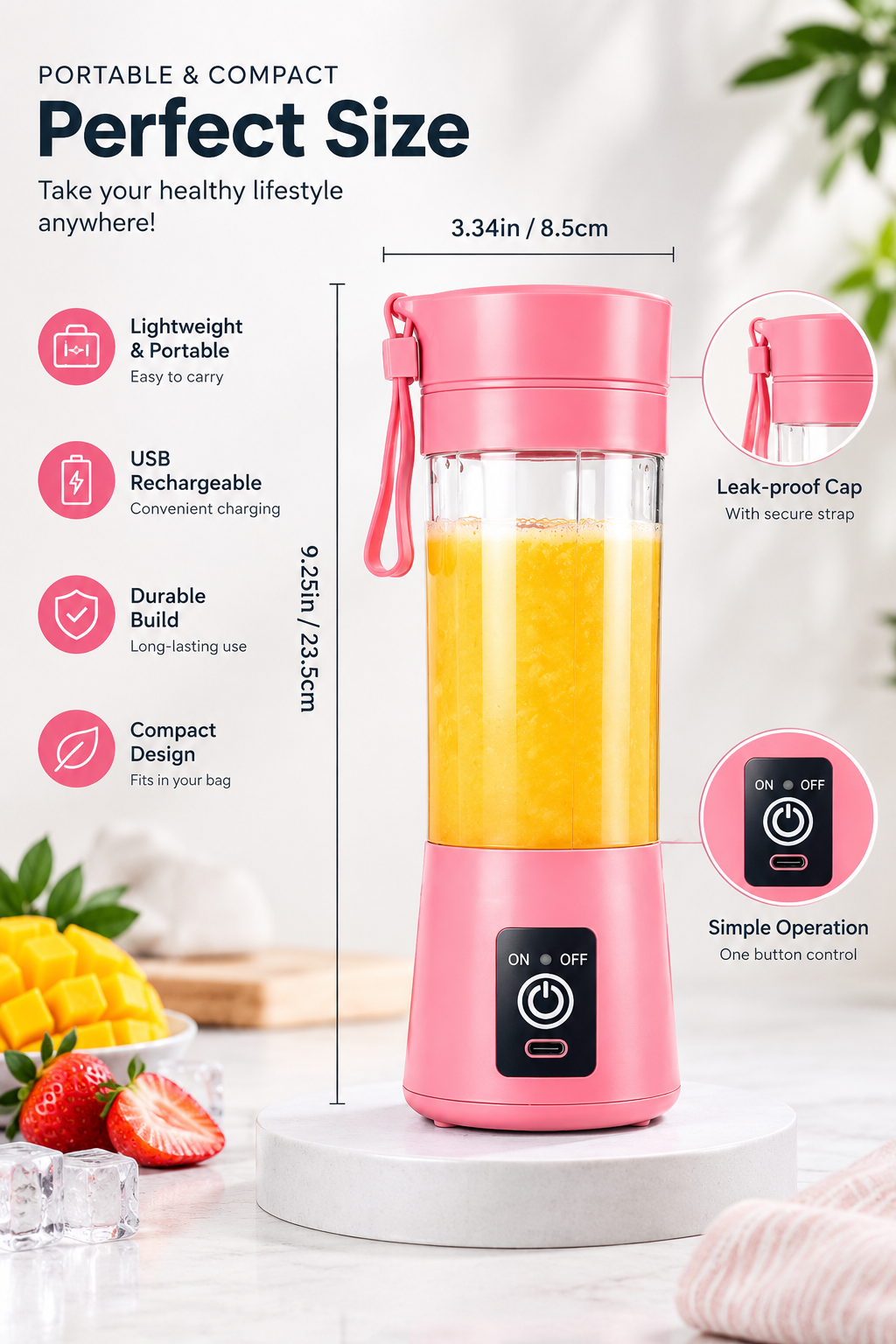 Portable 6-Blade USB Rechargeable Juicer Blender for Fresh Drinks
