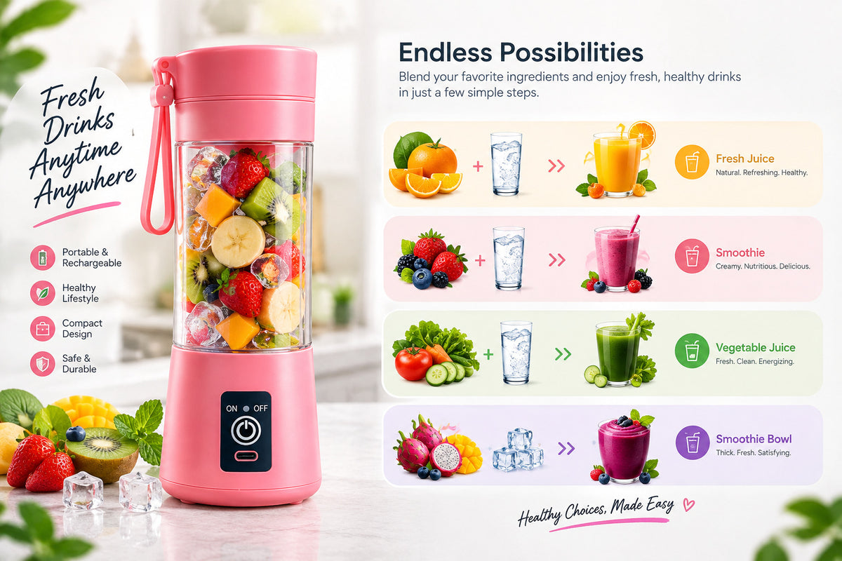Portable 6-Blade USB Rechargeable Juicer Blender for Fresh Drinks